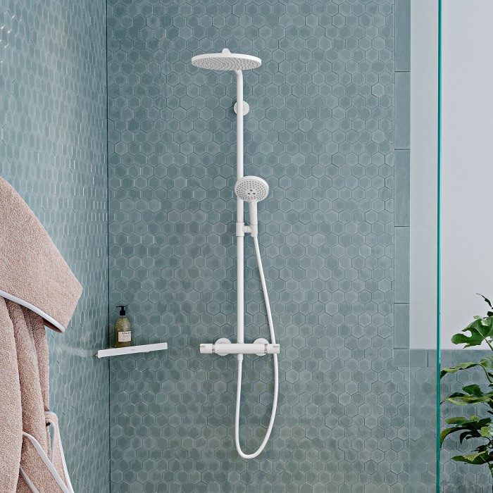 Душевая стойка Hansgrohe Raindance Select S 240 1jet 27633700 с термостатом, белая