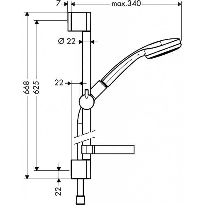 Душевой гарнитур Hansgrohe Croma 100 1jet Mono 27717000 хром