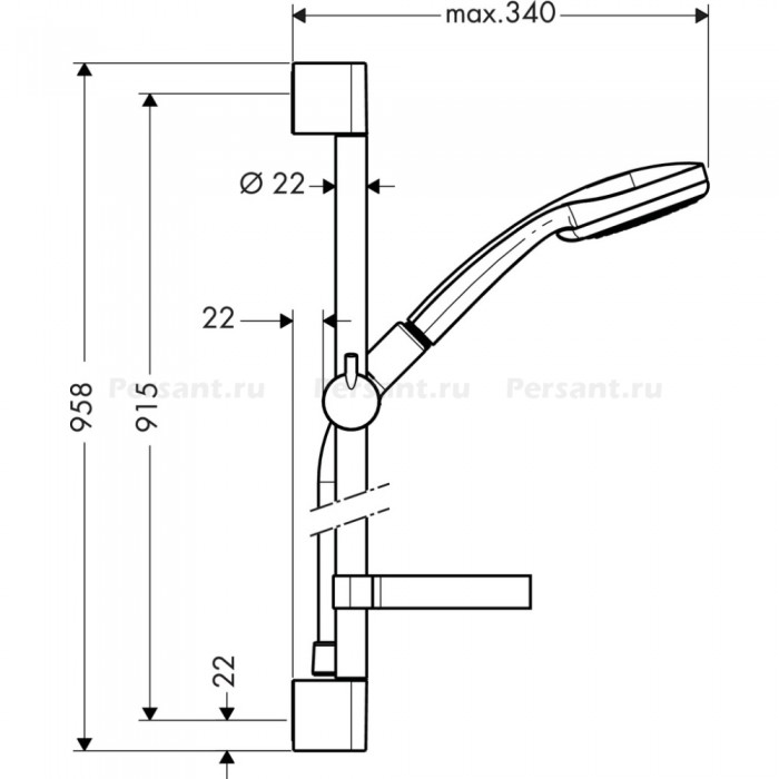 Душевой гарнитур Hansgrohe Croma 100 4jet Vario 27771000 хром