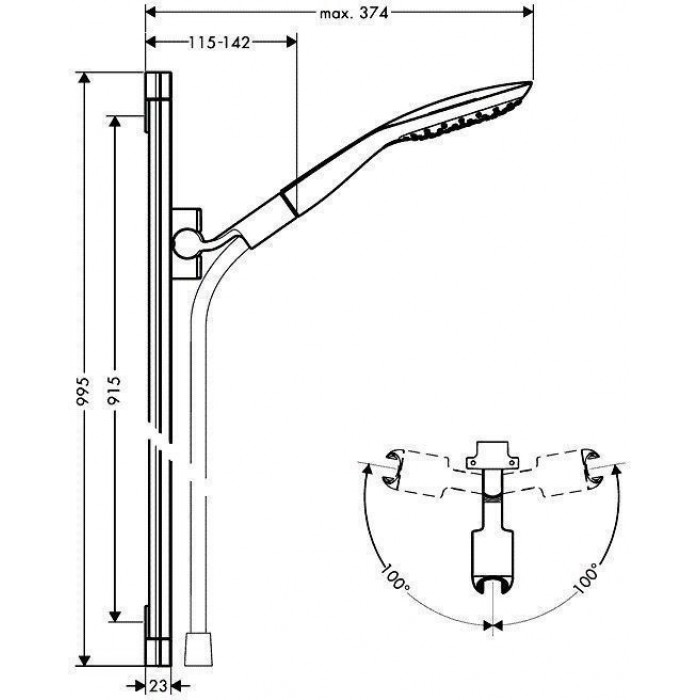 Душевой гарнитур Hansgrohe PuraVida 27853400 хром/белый