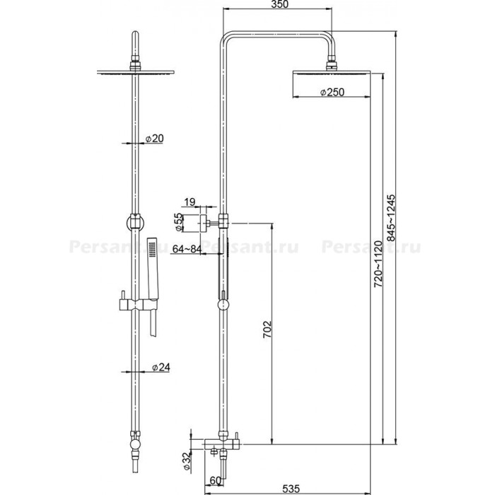 Душевая система Paini RST4 50CR191ART2P3 без смесителя, хром