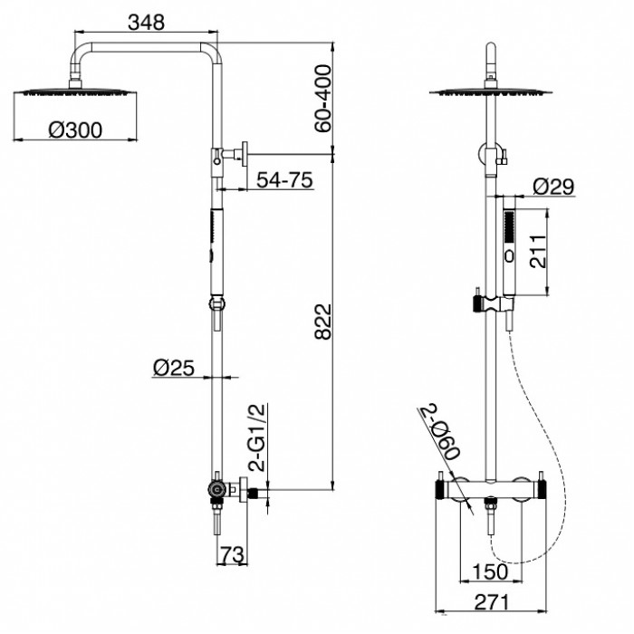 Душевая стойка Allen Brau Fantasy 5.11001-00 с термостатом, хром