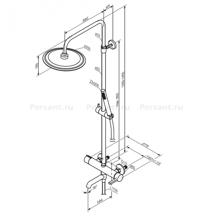 Душевая стойка Damixa Scandinavian Pure 936740300 черная