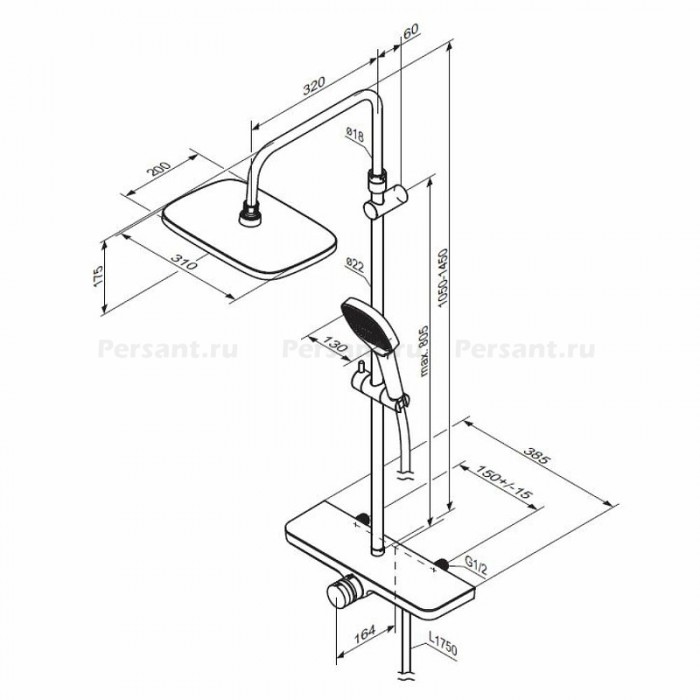 Душевая стойка Damixa Scandinavian Pure 940730300 черная