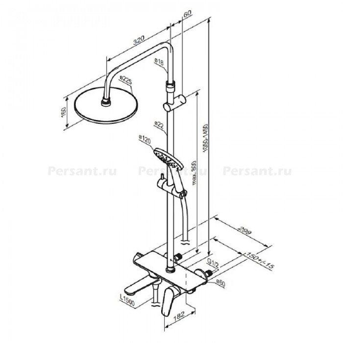 Душевая стойка Damixa Jupiter 977730300 черная