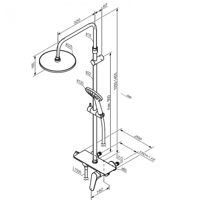 Душевая стойка Damixa Jupiter 977780300 черная