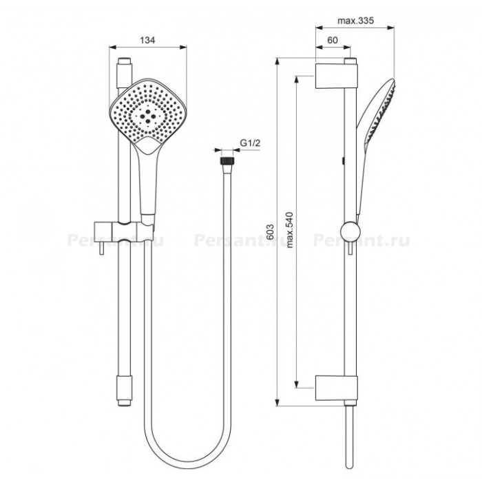 Душевой гарнитур Ideal Standard IdealRain Evo Jet Diamohd XL3 B1762AA хром