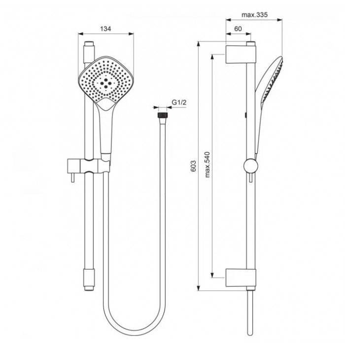 Душевой гарнитур Ideal Standard IdealRain Evo Jet Diamohd XL3 B1762AA хром