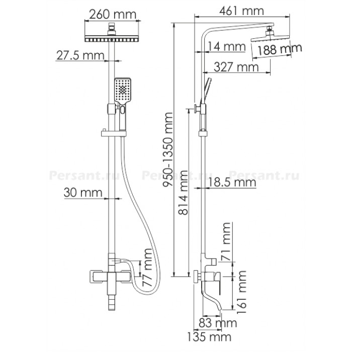Душевая стойка WasserKRAFT A16501 хром