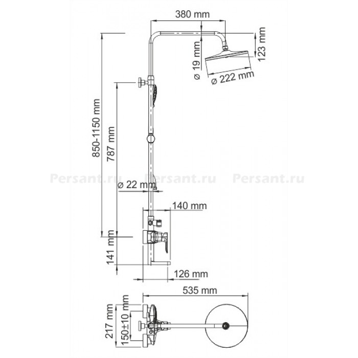 Душевая стойка WasserKRAFT A16601 хром