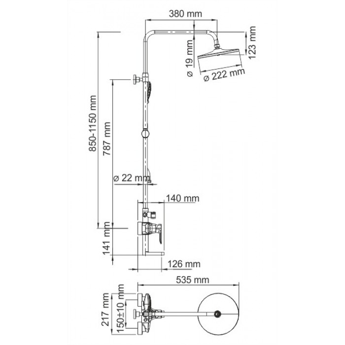 Душевая стойка WasserKRAFT A16601 хром