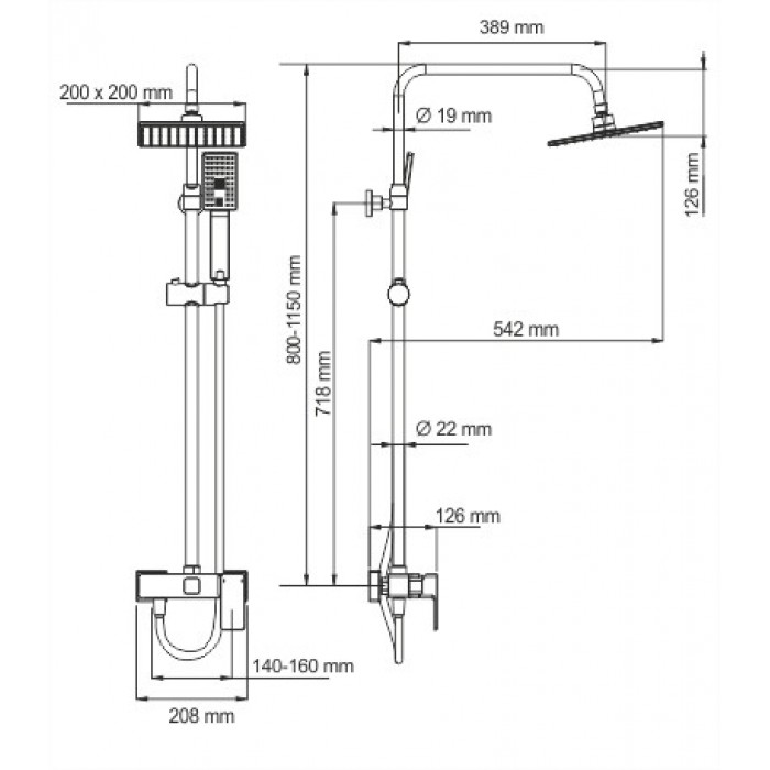 Душевая стойка WasserKRAFT A17702 хром