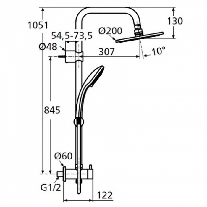 Душевая система Ideal Standard IdealRain Soft A5689AA без смесителя, хром