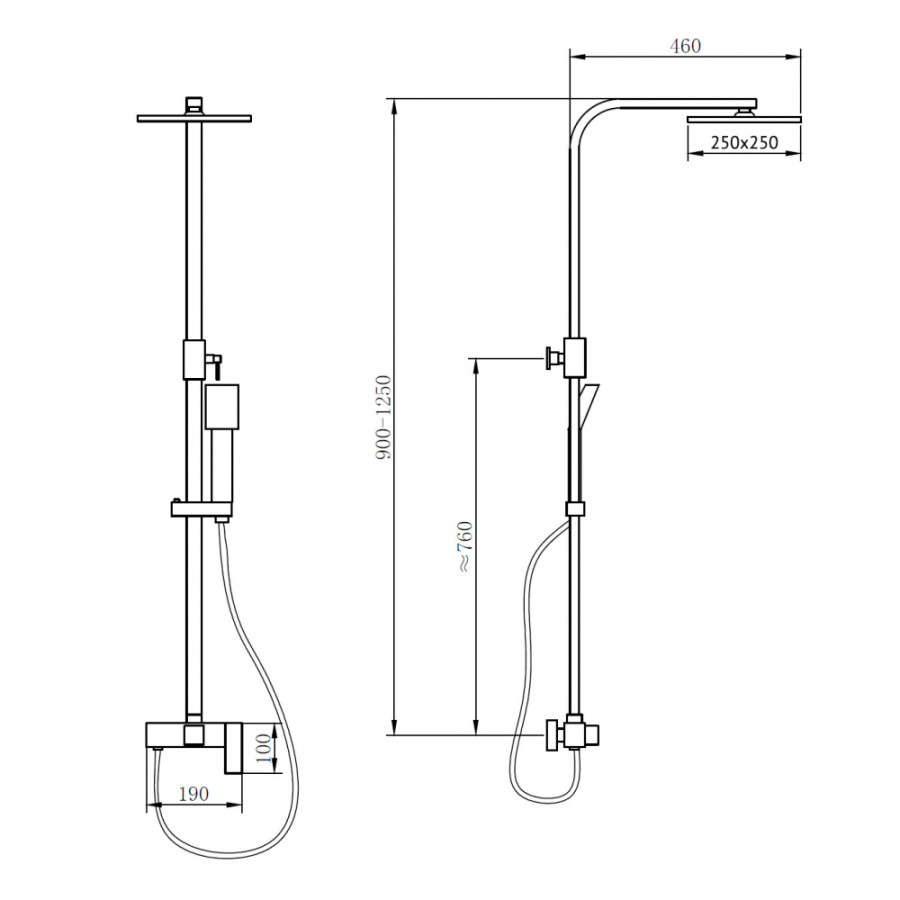 Душевая стойка ABBER Daheim AF8220B без излива, черный