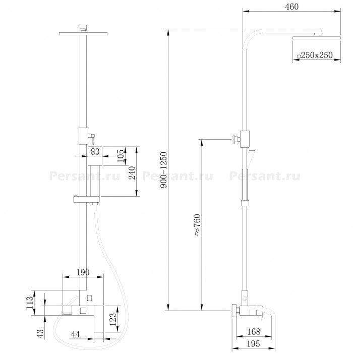 Душевая стойка Abber Wasserfall AF8616B с изливом, черный