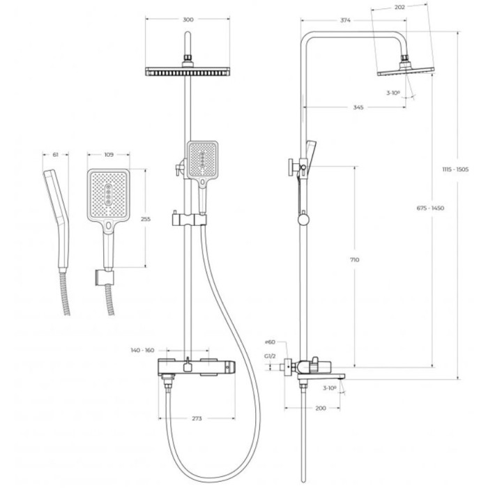 Душевая стойка BelBagno Ardente ARDENTE-VSCM-CRM хром