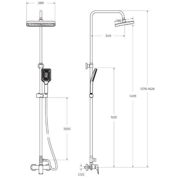 Душевая стойка BelBagno Due DUE-DOCM-CRM хром