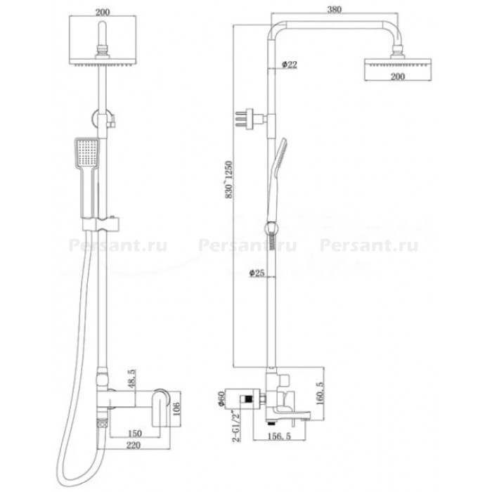 Душевая стойка Bravat Real F6333367CP-A-RUS