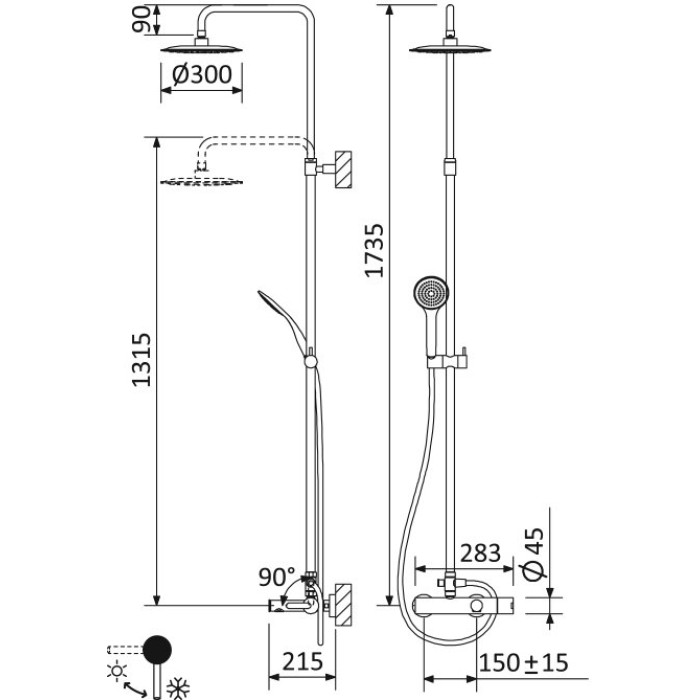 Душевая стойка Cezares Leaf LEAF-CVDA-30-SS закат