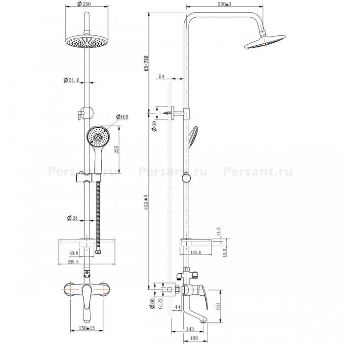 Душевая стойка Lemark Linara LM0462C хром