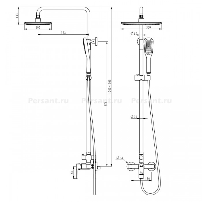 Душевая стойка Lemark Ursus LM7260BL черная матовая