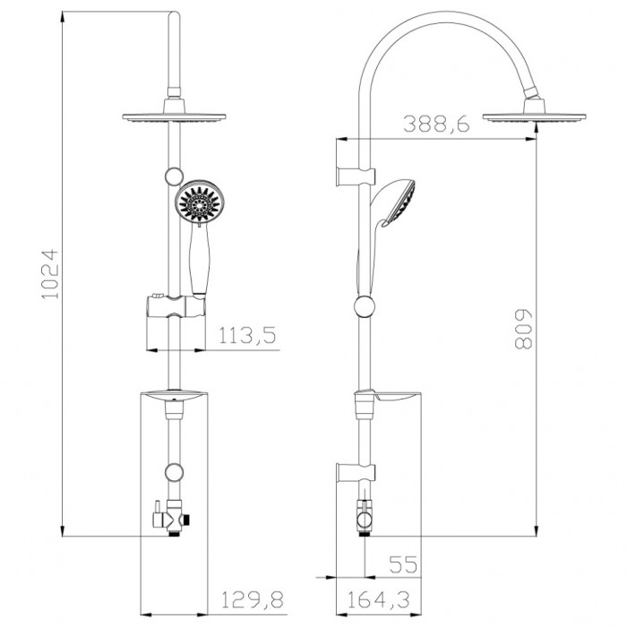 Душевая система Lemark LM8801C без смесителя, хром