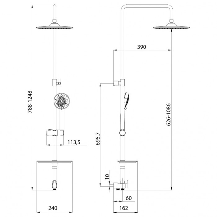 Душевая система Lemark LM8803C без смесителя, хром
