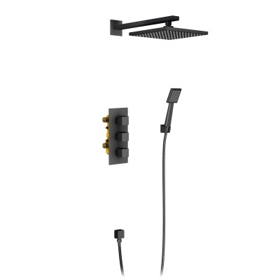 Душевой комплект Timo Tetra-thermo SX-0179/03SM с термостатом, черный матовый