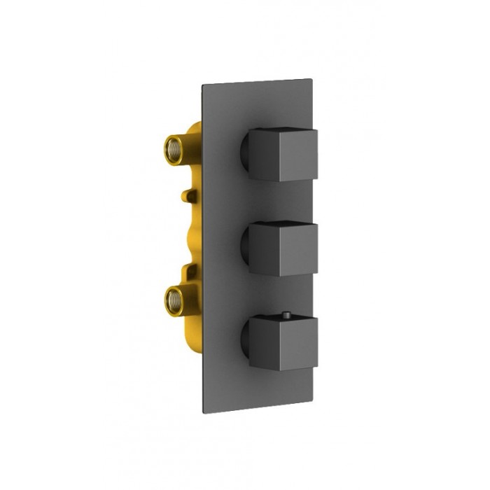 Душевой комплект Timo Tetra-thermo SX-0199/03SM с термостатом, черный матовый