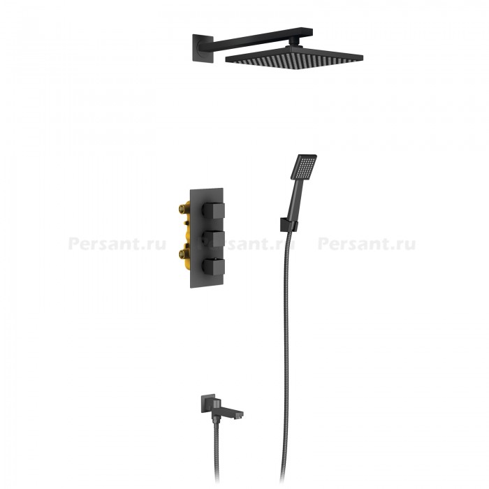 Душевой комплект Timo Tetra-thermo SX-0199/03SM с термостатом, черный матовый