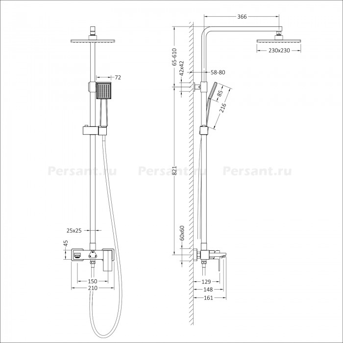 Душевая стойка Timo Selene SX-1030/00 хром