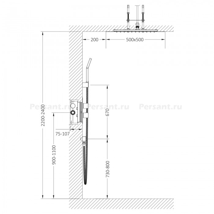Душевой комплект Timo Petruma SX-5029/03SM с термостатом, черный матовый