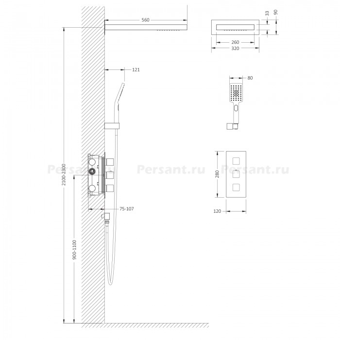 Душевой комплект Timo Petruma SX-5039/00SM с термостатом, хром