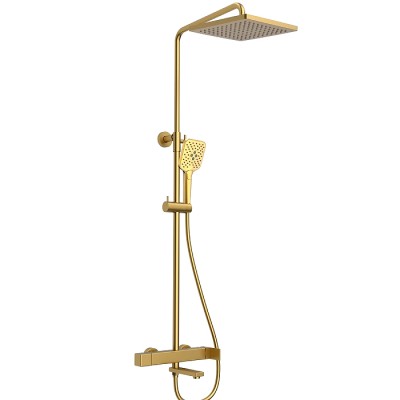 Душевая стойка Vincea Cube VSFS-1C1BG золото брашированное