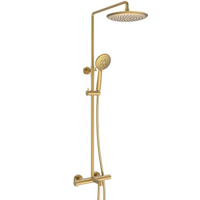 Душевая стойка Vincea Desire VSFS-1D1TBG золото брашированное, с термостатом