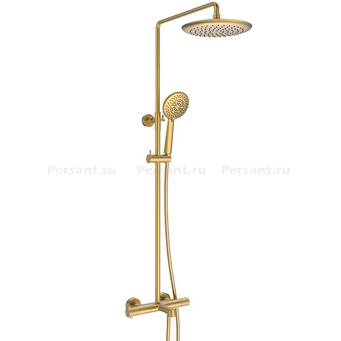 Душевая стойка Vincea Desire VSFS-1D1TBG золото брашированное, с термостатом