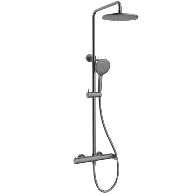 Душевая стойка Vincea Rondo VSFS-1R0GM вороненая сталь, без излива