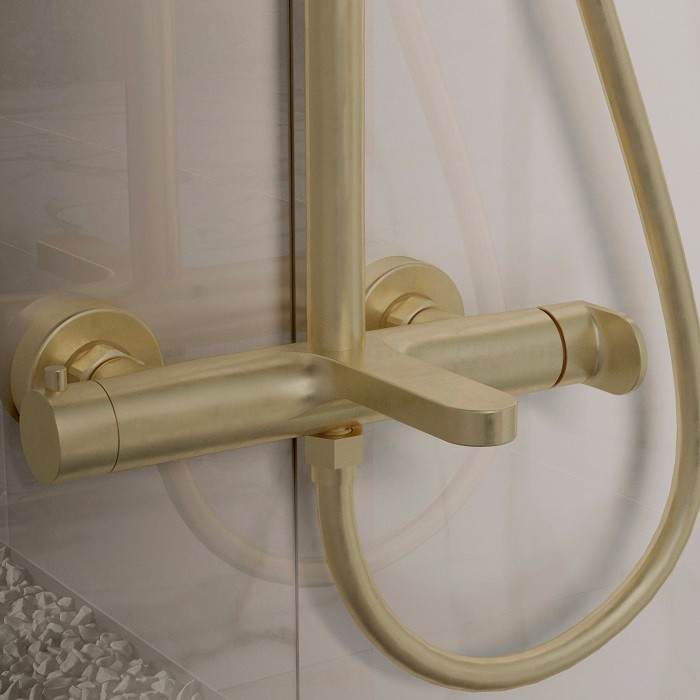 Душевая стойка Vincea Rondo VSFS-1R1BG золото брашированное