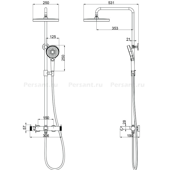 Душевая стойка Vincea Rim VSFS-2RM1CH хром