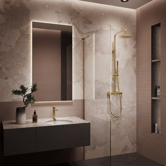 Душевая стойка Vincea Linea VSFS-4LN1BG золото брашированное