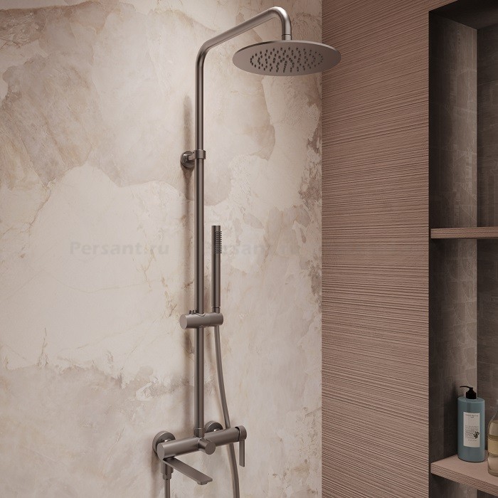 Душевая стойка Vincea Linea VSFS-4LN1GM вороненая сталь