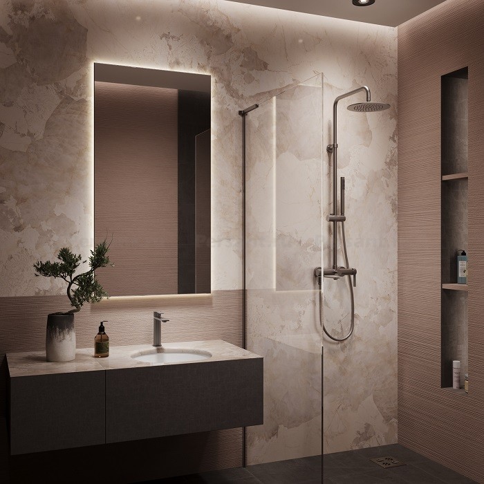 Душевая стойка Vincea Linea VSFS-4LN1GM вороненая сталь