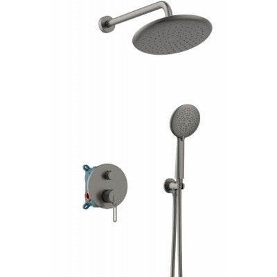 Душевой комплект Vincea Rondo VSFW-1R1GM вороненая сталь, 2 режима