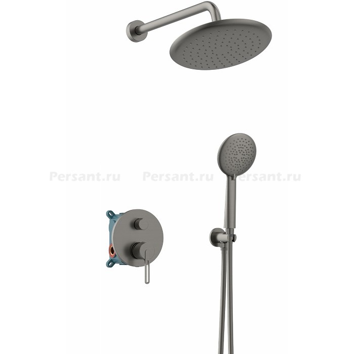 Душевой комплект Vincea Rondo VSFW-1R1GM вороненая сталь, 2 режима