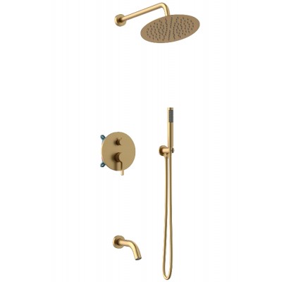 Душевой комплект Vincea Villa VSFW-1VL3BG золото брашированное, 3 режима