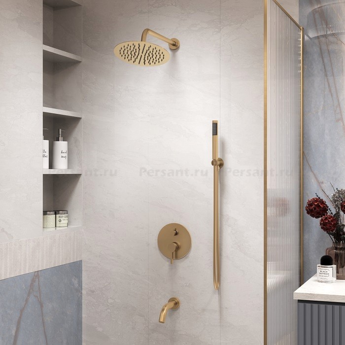 Душевой комплект Vincea Villa VSFW-1VL3BG золото брашированное, 3 режима