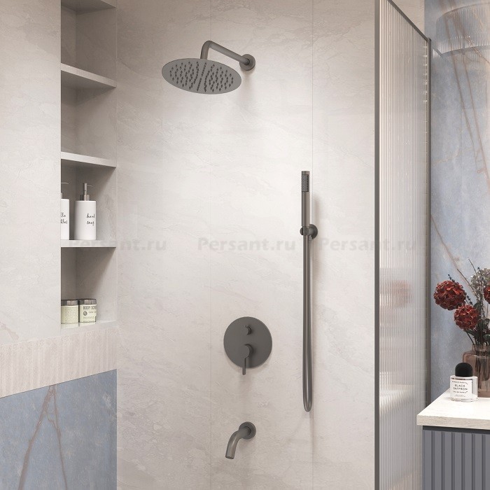 Душевой комплект Vincea Villa VSFW-1VL3GM вороненая сталь, 3 режима