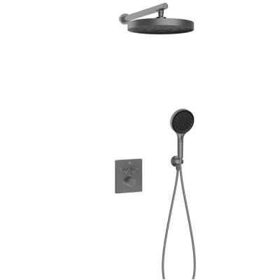 Душевой комплект Vincea Inspire VSFW-3I21MT2GM вороненая сталь, с термостатом, 2 режима