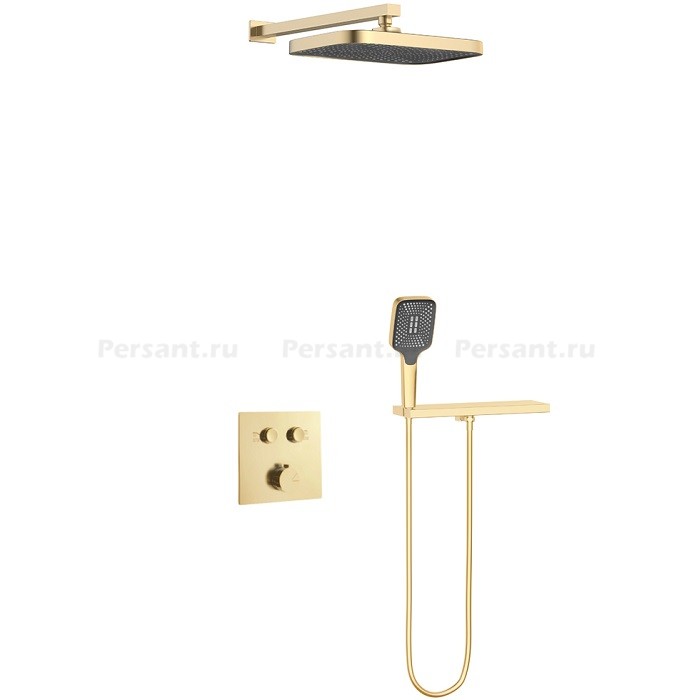 Душевой комплект Vincea VSFW-4211RBG золото брашированное, с термостатом, 2 режима