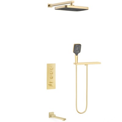 Душевой комплект Vincea VSFW-431T1RBG золото брашированное, с термостатом, 3 режима